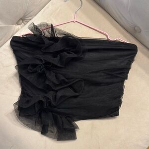 Black Ruffled Strapless Top